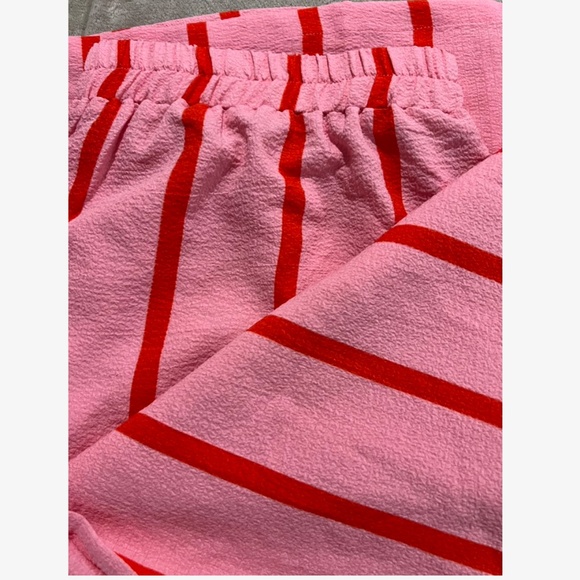 Pink Wide Trousers with Red Stripes Elastic Waist Flowy and Light - Picture 13 of 17